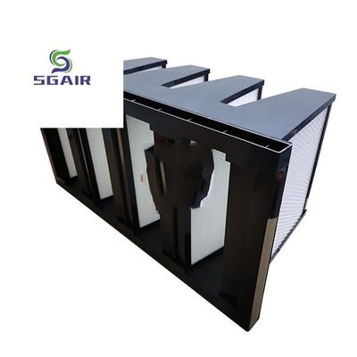 고 용량 V 뱅크 H13 500Pa 고 효율 공기 필터 검은색